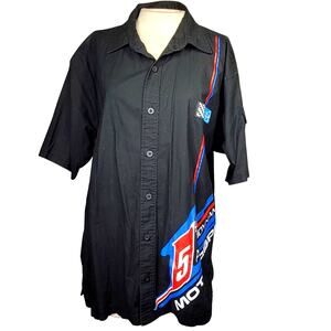 Motorsports Black Button Down Shirt Large